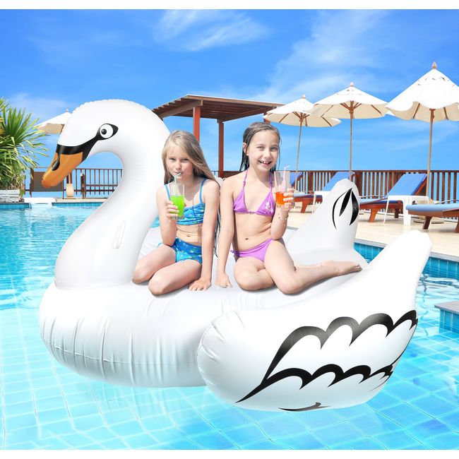 Greenco Giant Inflatable Swan Pool Float Lounger, Giant Swan Pool Float, Pool Floatie Swan for Pool Parties, Pool Water Toys, Inflatable Pool Floats 75"