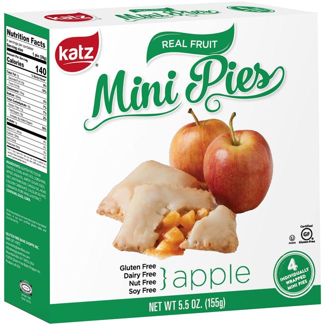 Katz Gluten Free Apple Mini Pies | Dairy Free, Nut Free, Soy Free, Gluten Free | Kosher (3 Packs of 4 Mini Pies, 5.5 Ounce Each)