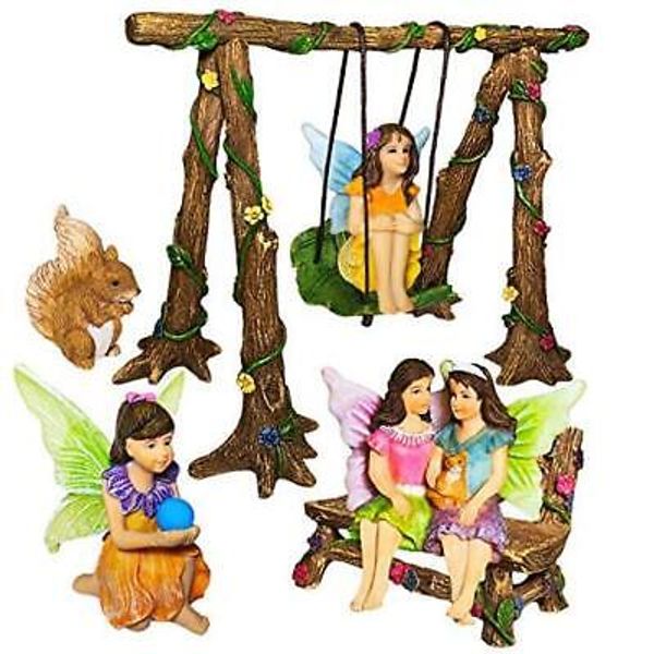 Fairy Garden - Accessories Kit with Miniature Figurines - Swing Set of 6 pcs