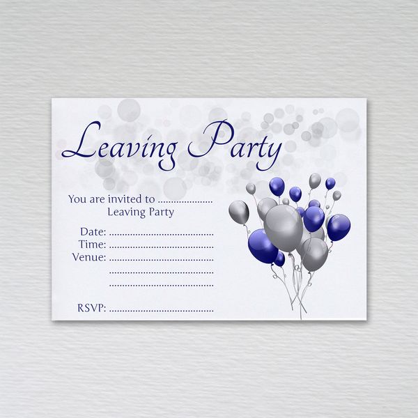 10-100 Pack of Farewell Leaving Party Invitations: Leavers Invites (Pack of 20 Blue & Silver Without Envelopes)