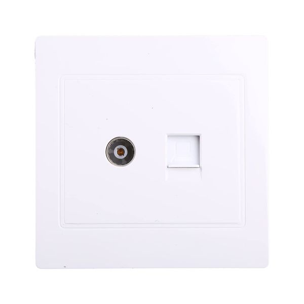 RJ45 Networks Adapter+TV Aerial Coaxial Wall Mount Output Faceplate Panel Socket