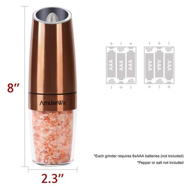 Amusewit Gravity Electric Pepper Grinder, Salt and Pepper Mill