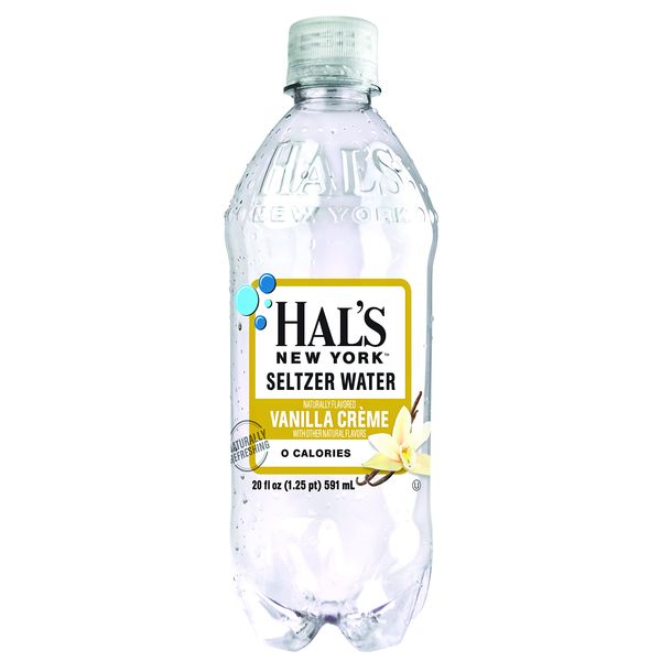 Hal's New York Seltzer Carbonated Vanilla Cream Flavored Sparkling Water, Zero Sugar, Zero Calorie, Zero Carbs, 20 Fl Oz (Pack of 24)