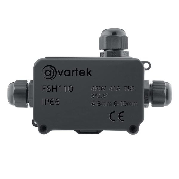 AVARTEK - IP66 Junction Box Waterproof, 3-Way Outdoor Extension Electrical Cable Protector, PG9 Connector Gland, Cable Diameter Ø 4mm-8mm (Black)