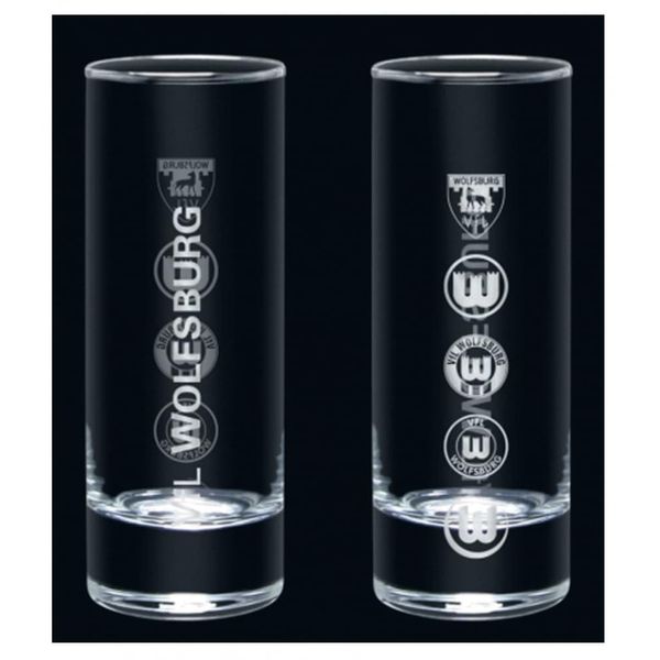 VfL Wolfsburg Shot Glass – Logo History – Set of 2 Glass Shot Glasses