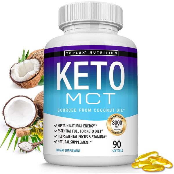 MAPEinc Keto MCT Oil Capsule Ketosis Diet 3000mg Coconut Oil Extract Energy Source Easy to Digest Keto 90 Capsules for Men and Women