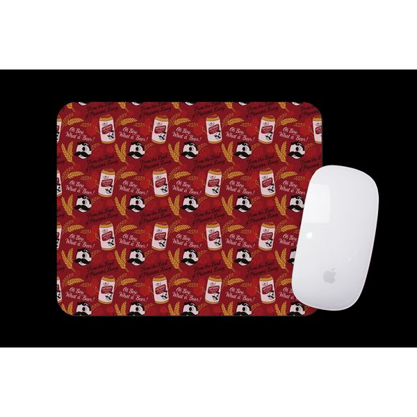 National Bohemian Hops & Can Pattern (Burgundy) / Mouse Pad - Red