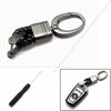 Black Genuine Leather Universal Gun Metal Key Remote Ring Strap Keychain Holder