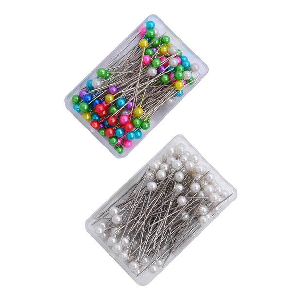 Set of 200 Glass Ball Needles, Waiting Needle, Cute, Heat Resistant, Silk Waiting Needle, Many Colors, Pearl Head Pin, Sewing Pin, Dressmaking Pin, Handmade Material, DIY Tool (Mixed Color)