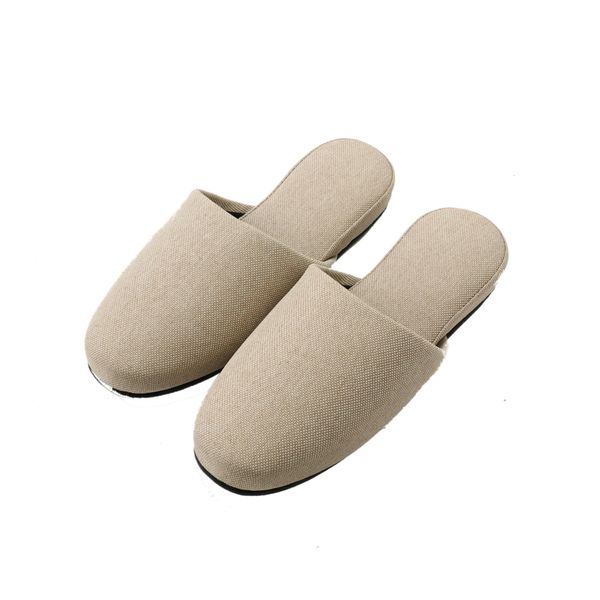 HYBRIDWORKS Luxury Upholstery Fabric Slippers, Set of 3, Hanging, Unisex, Firm, For Guests, Commercial Use, Beige 3 Pair Set