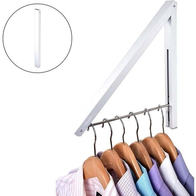 2/3 Rod Retractable Clothes Racks - Wall Mounted Folding Clothes