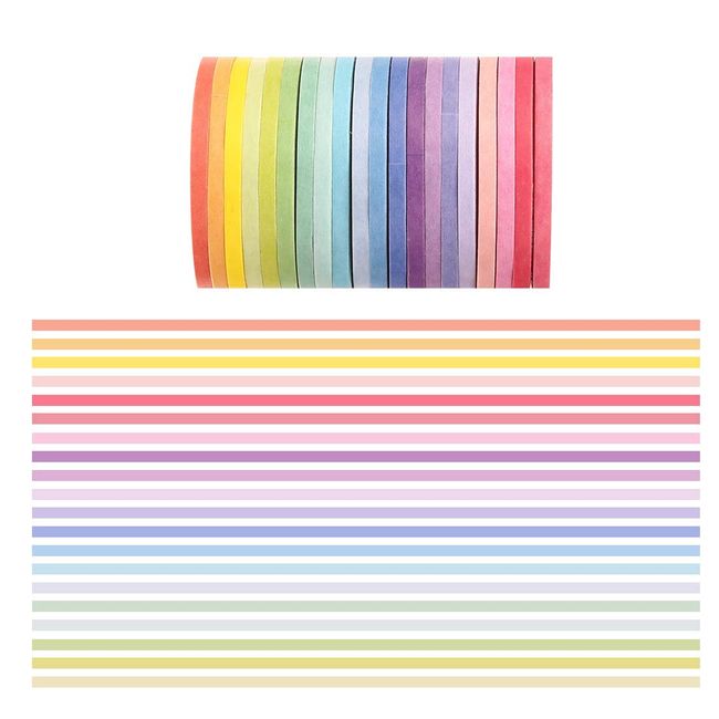 3mm Washi Tape Set Washi Tape Set Scrapbook Album Decoration Masking Tape DIY Decorative Paper Slim Tape (Set of 20)