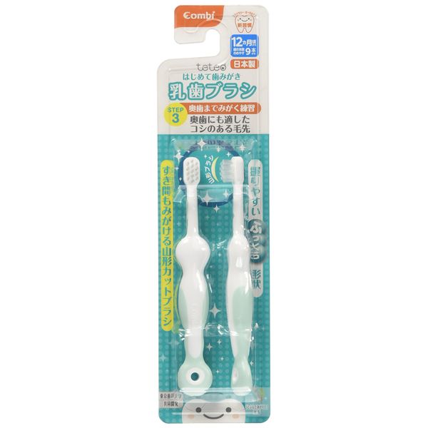 Combi Teteo Step 3 First Toothbrush, Milk Toothbrush, Estimated Number of Teeth: 9 or more), Practice Brushing Your Own Deep Teeth