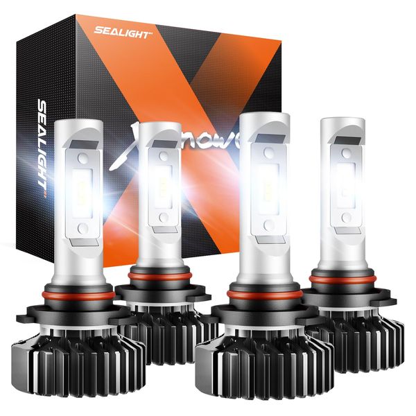 SEALIGHT 9005/HB3 and 9006/HB4 Light Bulbs Combo, 9005 9006 Powersports Light with Plug and Play, 50000 Hours Lifespan, Non-Polarity, Fog Light, Pack of 4