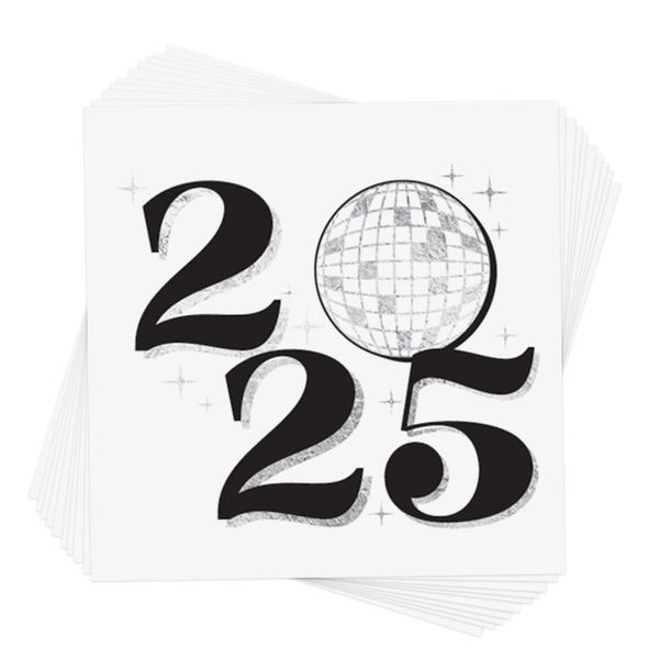 NEW YEAR 2025 DISCO set of 10 temporary Tattoos | 2025 New Years Eve | premium waterproof holiday jewelry foil Flash Tattoos, Party Favors, Party Supplies, Holiday parties, NYE, disco ball