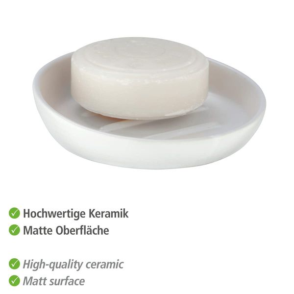 Wenko Soap Dish, Ceramic, White, 11, 5 x 3 x 11, 5 cm