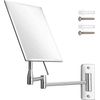 MIRRORVANA Frameless Wall Mount Mirror for Bathroom with 11" Extension Swivel, No Magnification, Rectangular 8.7" x 6.3" Surface, Chrome