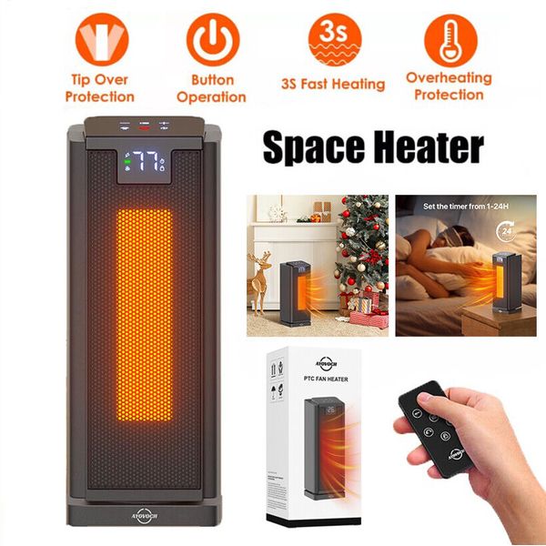 1500W Electric Space Heater Thermostat PTC Ceramic Heater Home Indoor ECO Heater