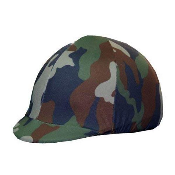 Equestrian Riding Helmet Cover - Green Camouflage