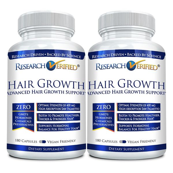 Research Verified Hair Growth Support - with Biotin, DHT Blockers & Vitamins - Hair Growth and Hair Loss Prevention - 360 Capsules - 6 Month Supply