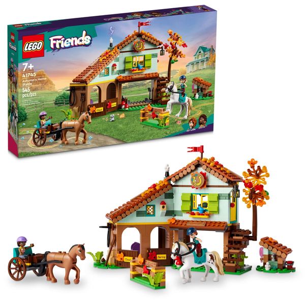 LEGO Friends Autumn’s Horse Stable Building Toys - Horse Toys for Girls & Boys, Ages 7+ - Includes 2 Minifigures, 2 Horses, Carriage, & More Ideas - 41745