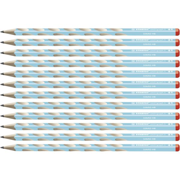 Thin Ergonomic Graphite Pencil - STABILO EASYgraph S - Right-Handed - Pack of 12 - Blue - HB