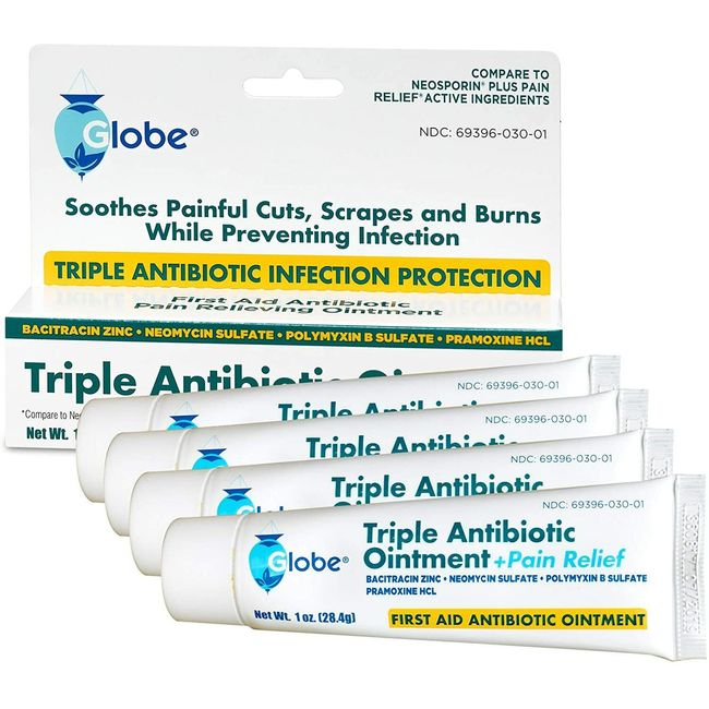 Triple Antibiotic + Pain Relief (Compare to Neosporin) 1 OZ - 4 Tubes