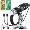 SKYBASIC USB Digital Microscope Camera, Handheld HD Inspection Camera, 50x-1600x Magnification with Adjustable Stand, 8 LED Lights, Portable Microscope (Black) Compatible with iOS and Android Devices