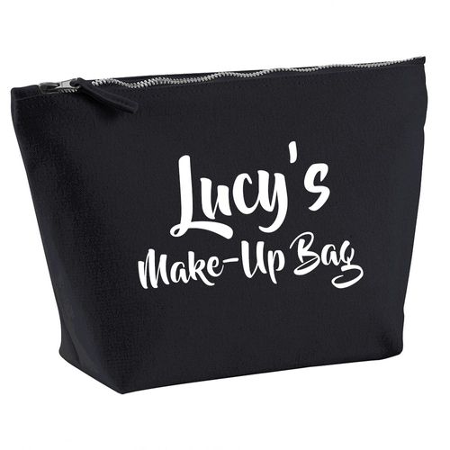 Personalised Make Up Accessory Bag Any Name The for Any Occasion, Christmas and Birthdays (Black Bag)