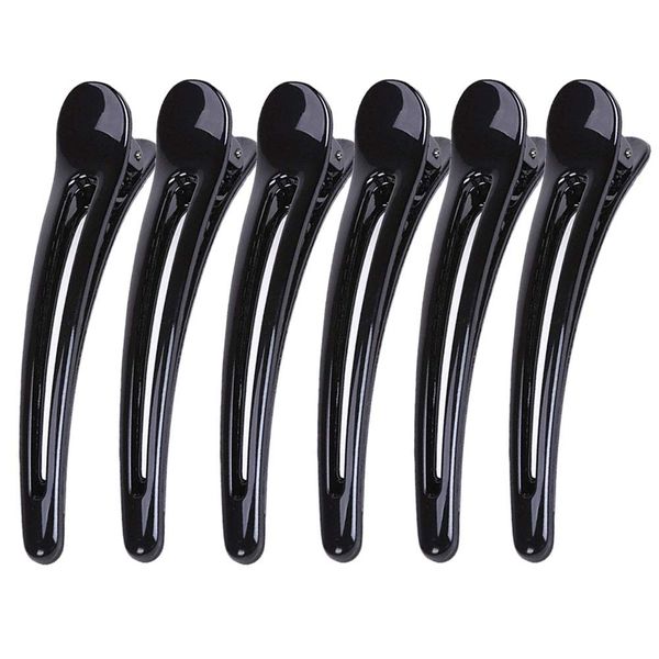 shefun JP161 (80) Duck Curl Professional Use, Large, Black, Hairdresser, Commercial Use, Strong, Non-marking Hair Clips, Set of 6, 3.1 inches (8 cm), 3.7 inches (9.5 cm), 4.7 inches (12 cm)