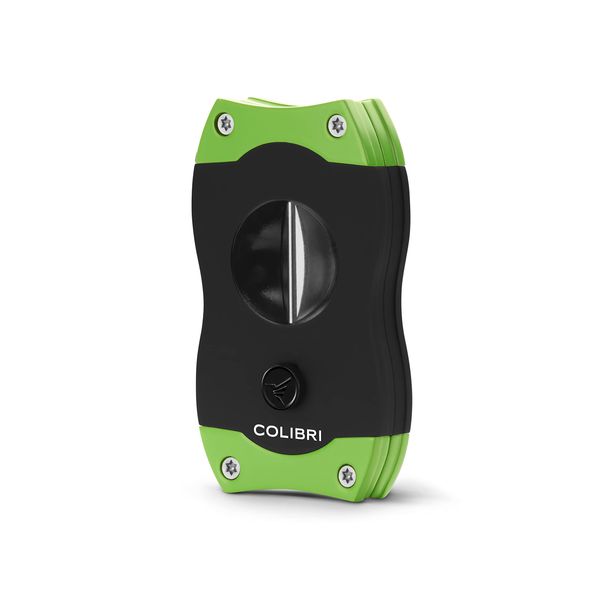 Colibri Premium V-Cut Cigar Cutter - Ergonomic Stainless Steel Spring-Loaded Blade, Ideal for up to 60+ Ring Gauge - Gift for Cigar Enthusiasts (Green)