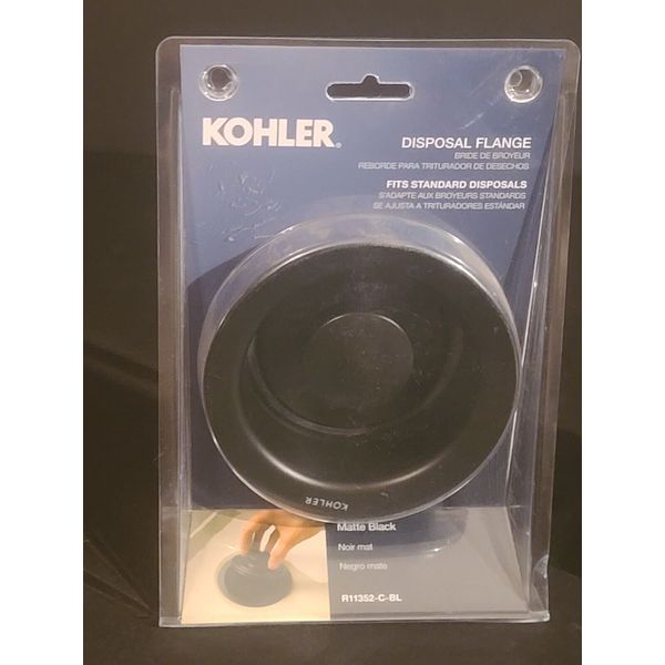 KOHLER 4.44-in Matte Black Metal Garbage Disposal Flange Trim Set WITH STOPPER