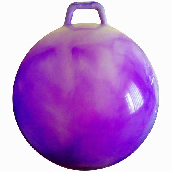 AppleRound Space Hopper Ball with Air Pump: 22in/55cm Diameter for Age 10-12, Kangaroo Bouncer, Hippity Hoppity Hop Ball for Taller Children, Sit-on Bouncy Ball with Handle, Cloud Colors (Purple)