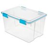 Sterilite 54 Quart Gasket Box, Stackable Storage Bin with Latching Lid, 4 Pack