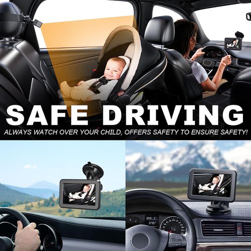 Itomoro Baby Car Mirror, Back Seat Baby Car Camera with HD Night Vision Function Display, Reusable Sucker Bracket, Wide View, 12V Cigarette Lighter, Easily Observe The Baby’s Move