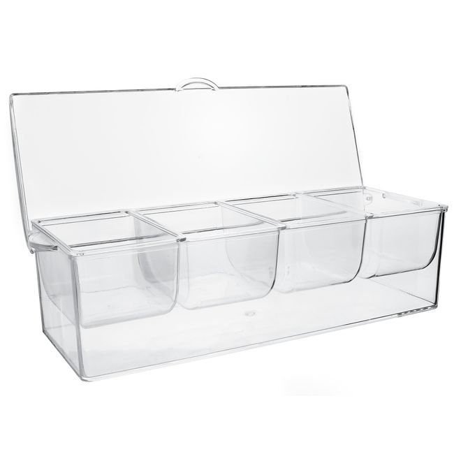 Large Clear Condiment Server Organizer On Ice With Containers And Lid