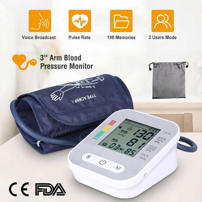 Blood Pressure Monitor BP Heart Rate Checker Wrist BP Meter Machine Cuff Arm