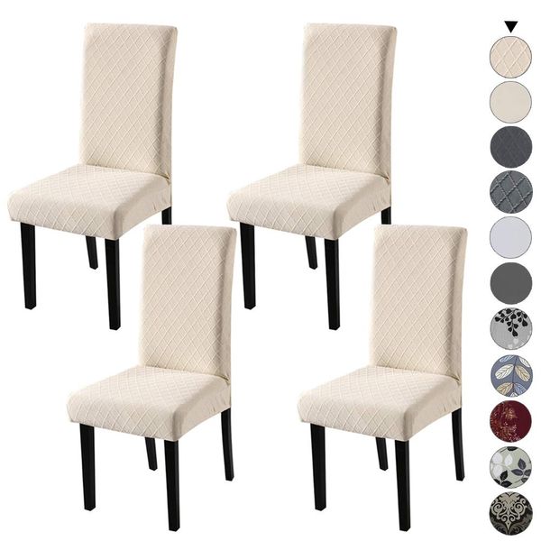 YISUN Dining Chair Covers, Stretch Removable Washable Dining Chair Protector Parsons Chair Slipcover for Hotel, Dining Room, Ceremony, Banquet Wedding Party (4 Pack, Beige)