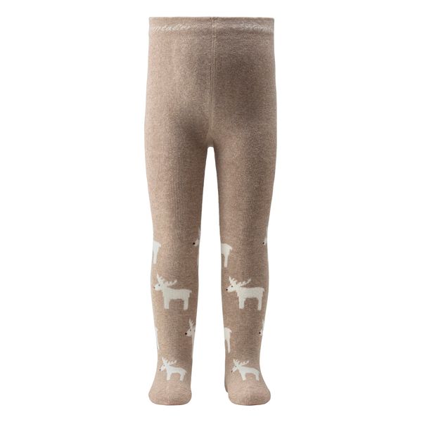 Sterntaler Baby und Kinder Strumpfhose Weihnachten Unisex - mit Motiv und Po-Motiv Elch - mit weichem Innenfrottee, beige, 80