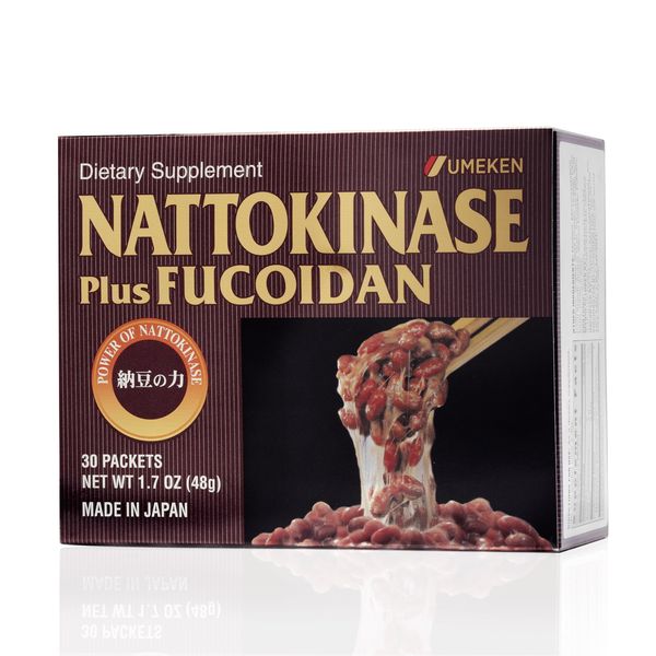 Umeken Nattokinase Plus Fucoidan for Circulatory Support - 2500FU Natto, Supports Healthy Blood Pressure, Health and Wellness Supplements, 30 Packets