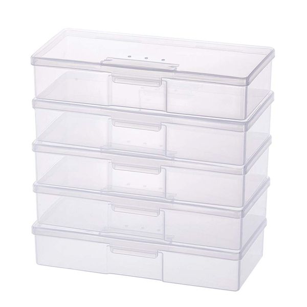 BENECREAT 5 Pack 19x7.8x4cm großer rechteckiger Kunststoff Aufbewahrungsboxbehälter mit Entlüftung für Gundam Model Tool, Vinyl Tool Storage, Crafting oder Office Accessory Storage