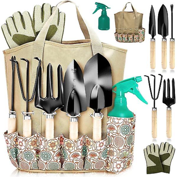 Stainless Steel Gardening Tool Set, Shovel, Hoe, Gloves, Gift Set for Women.