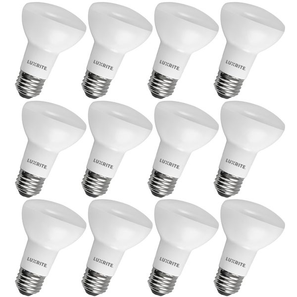 LUXRITE BR20 LED Bulb, 45W Equivalent, 2700K Warm White, Dimmable, 460 Lumens, R20 LED Flood Light Bulb 6.5W, Energy Star, Damp Rated, E26 Base, Perfect for Recessed and Track Lighting (12 Pack)