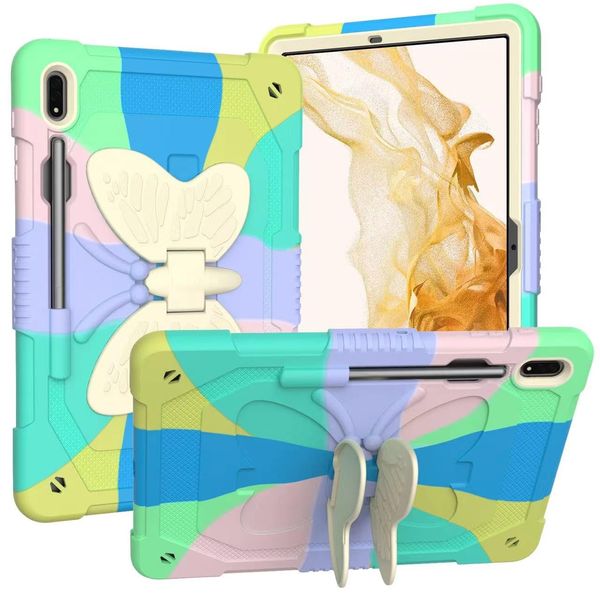 Butterfly Case Compatible With iPad Mini 6 MultiColour Purple Rainbow with Strap