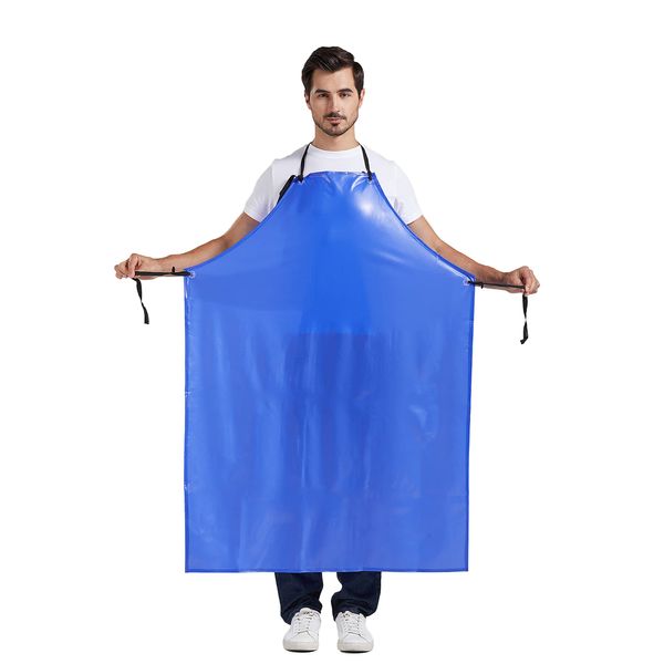 Nanxson Apron Tool apron PVC Apron work apron Protective clothing Oil-proof Waterproof Men’s Blue Food Factory CF3037