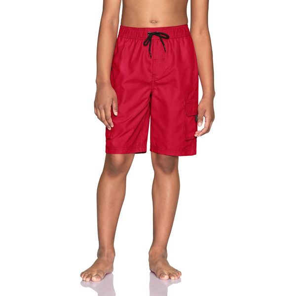 TSLA Boys Swim Trunks, Quick Dry UPF 50+ Beach Board Swim Shorts, Swimsuit Swimwear with Inner Mesh Liner, Solid Trunks Red, 2