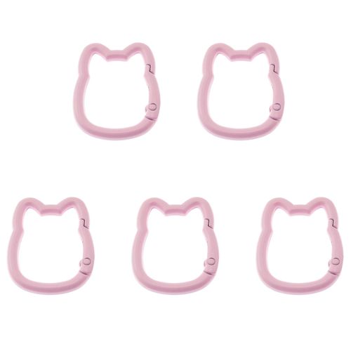 Lind Kitchen 5pcs Lovely Cat Spring Hook (Light Pink) Luggage Keychain DIY Jewelry Accessories Camping Accessories Multi-Functional Aluminum Keychain Suitable for Outdoor Travel and Daily Use