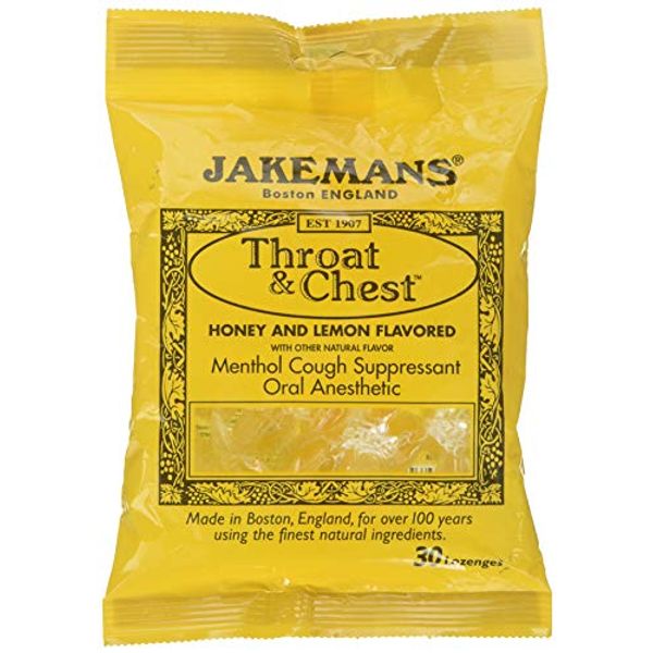 JAKEMANS Honey Lemon Menthol Throat Lozenges, 30 CT