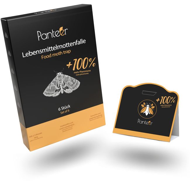 SCHÄDLINGSMEISTER ® Mottenfalle - 6 Stück - 100% mehr Pheromone gegen Lebensmittelmotten - Höhere Lockwirkung - Mottenfalle Lebensmittel