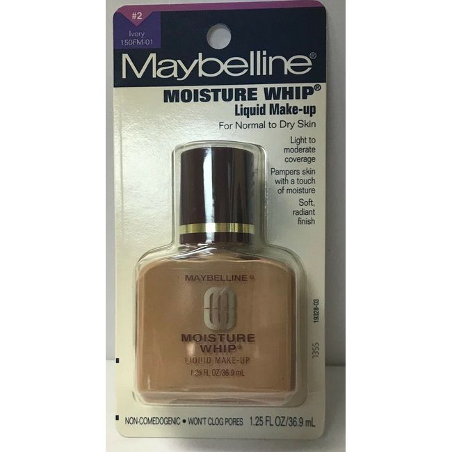 2 x Maybelline Moisture Whip Liquid Makeup -   IVORY  # 2